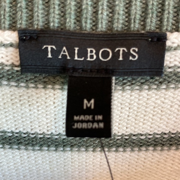 Talbots striped sweater, size M, Green & cream, NWT - Picture 5 of 10